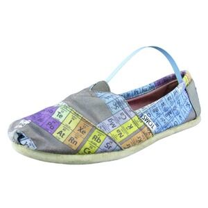 TOMS Alpragata Periodic Table Chemistry Women Flat Shoes Gray Fabric Size 6.5